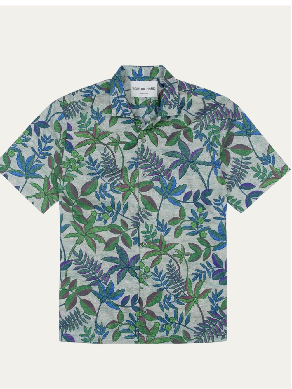 Tori Richard Moire Effect Cotton Lawn Shirt Tropical  Men’s XL Optical Illusion